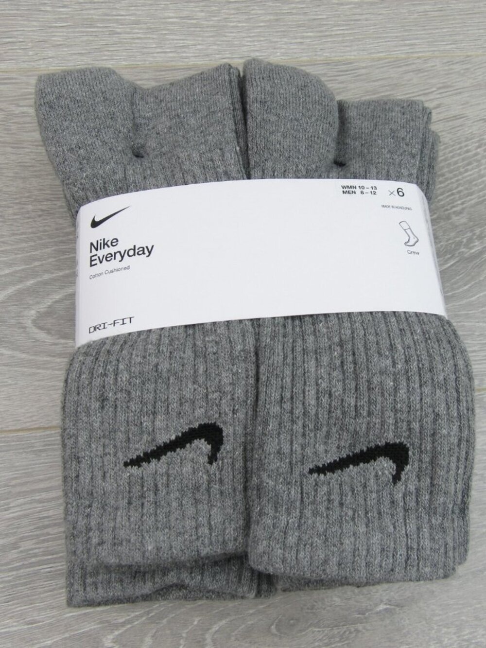 Nike Everyday Cushioned Crew Socks Men's Size 8-12 Grey 6 Pack NEW - Picture 3 of 10